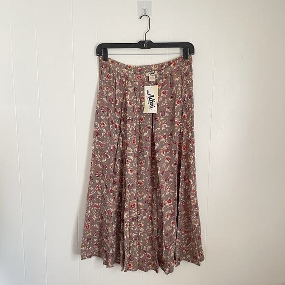 Adini Dresses & Skirts - Vintage 70s Adini India Rayon Floral Midi Skirt S Boho Cottagecore NWT Deadstock